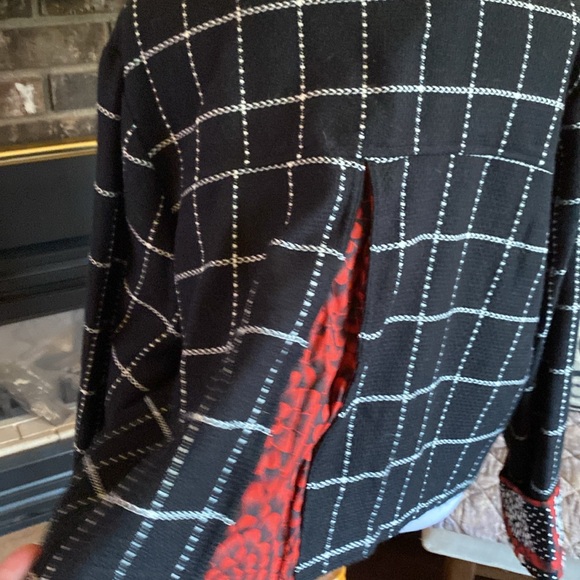 ARTISAN made jacket. Short swing style. Black checked wool blend w cotton accent - Picture 3 of 12